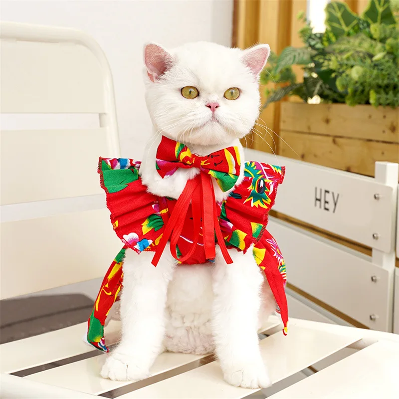 Vestido Floral para Cães Médios de Algodão e Poliéster com Laço - Image 5
