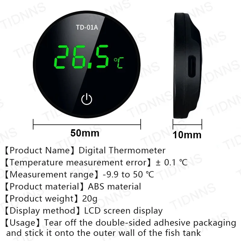 Termômetro Digital para Aquário Tipo-C -9.9-50℃ com Tela LCD - Imagem 6