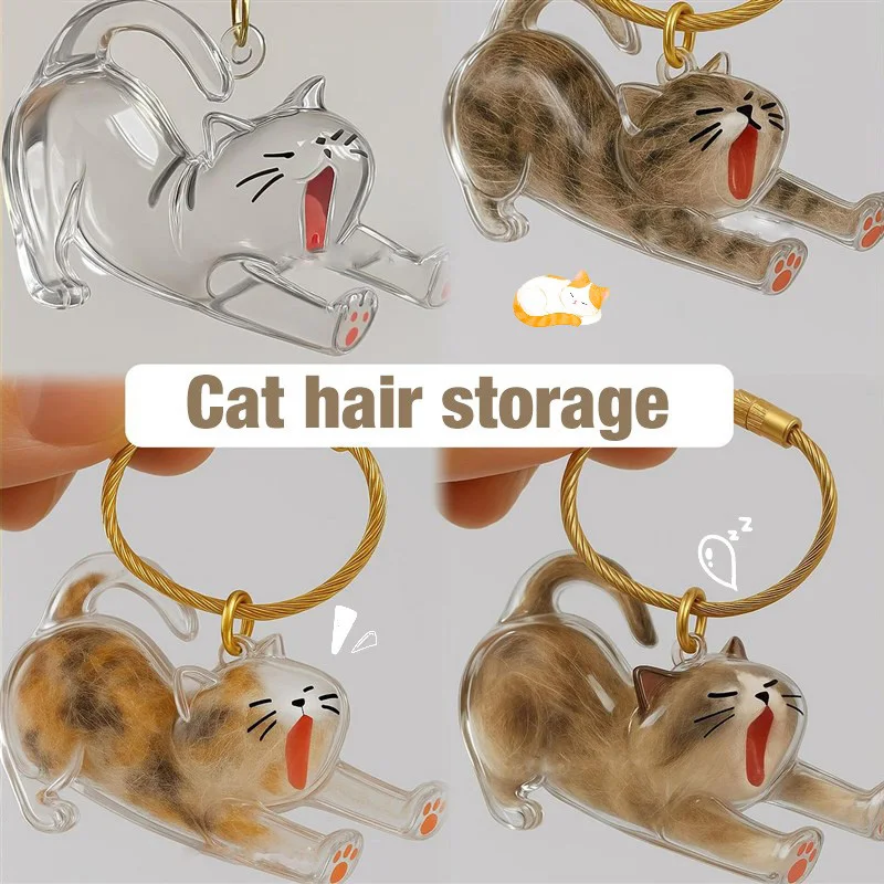 Chaveiro Memorial para Gatos com Recipiente para Pelos de 5 cm - Image 2