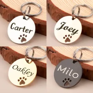 etiqueta de identificação para cães e gatos de aço inoxidável