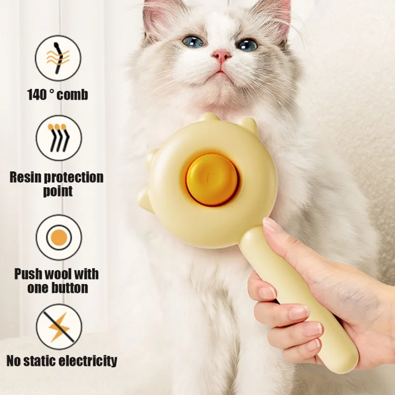 Escova Autolimpante para Cães e Gatos com Cerdas de Aço Inoxidável - Imagem 2