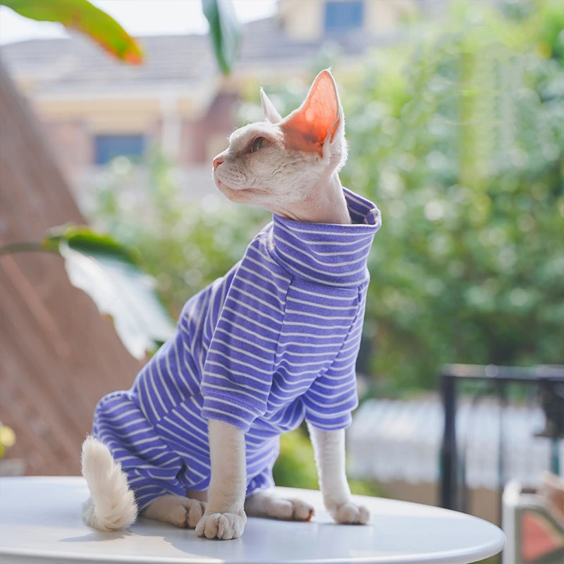 Roupa de Inverno Listrada para Gatos de Algodão com 4 Pernas - Imagem 2