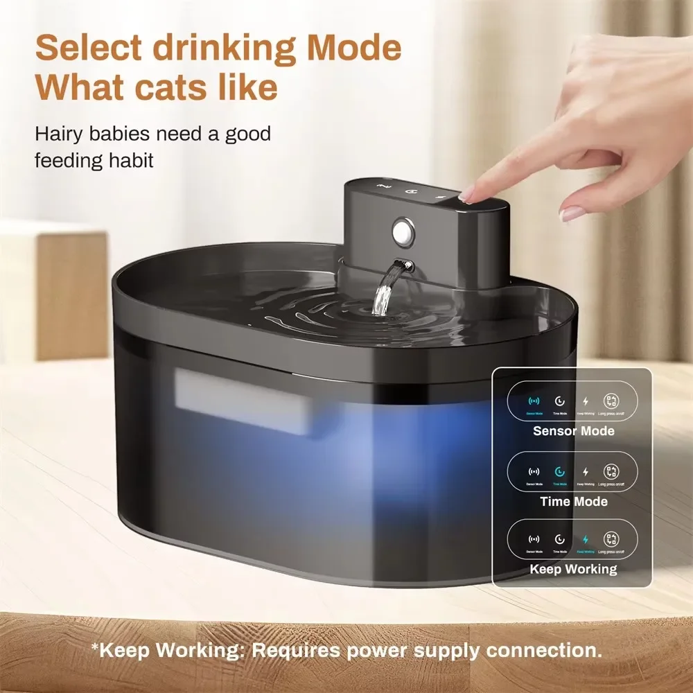 Fonte de Água para Gatos 2.2L Sem Fio com Sensor de Movimento - Image 2