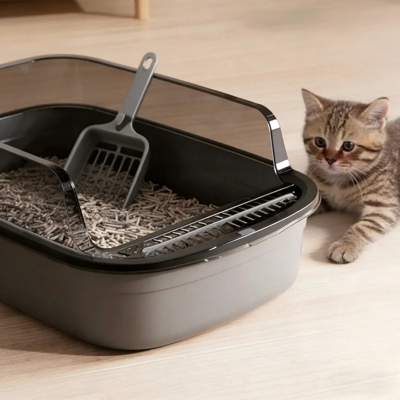 Caixa de Areia Semi-fechada para Gatos Anti-respingo - Imagem 5