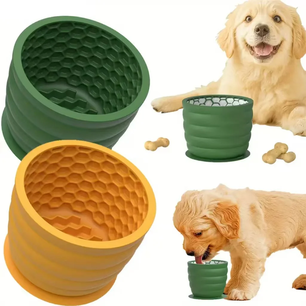 copo de tigela para cães com alimentador lento de silicone