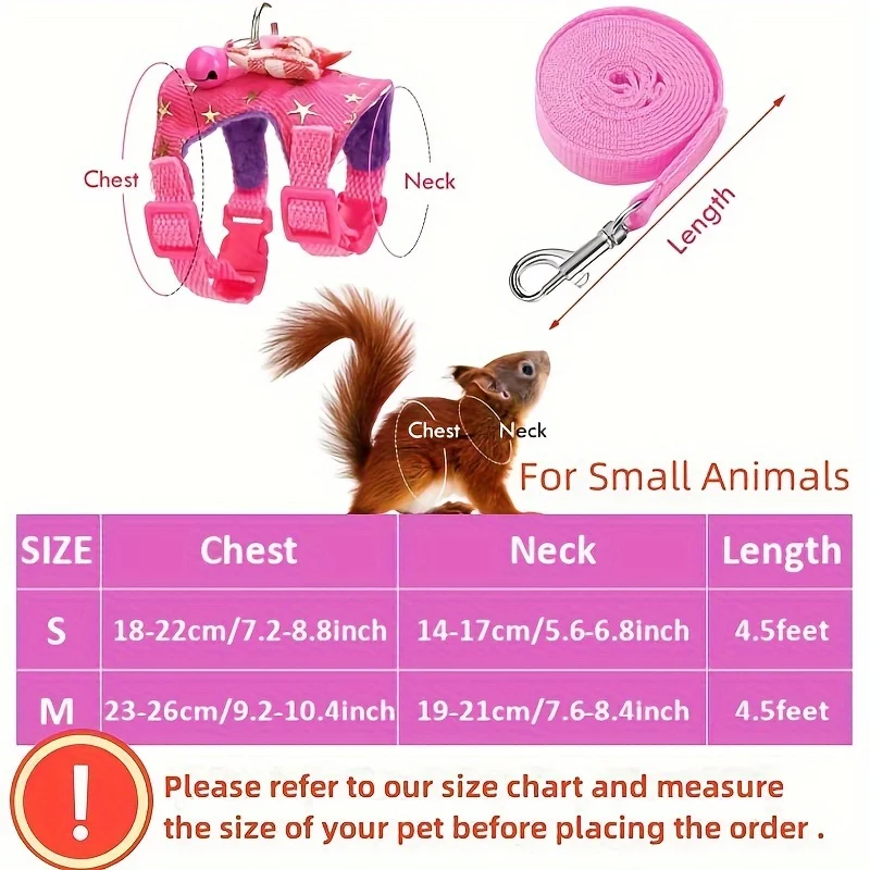 Coleira Peitoral para Hamster com Guia e Sino - Ajustável - Imagem 2