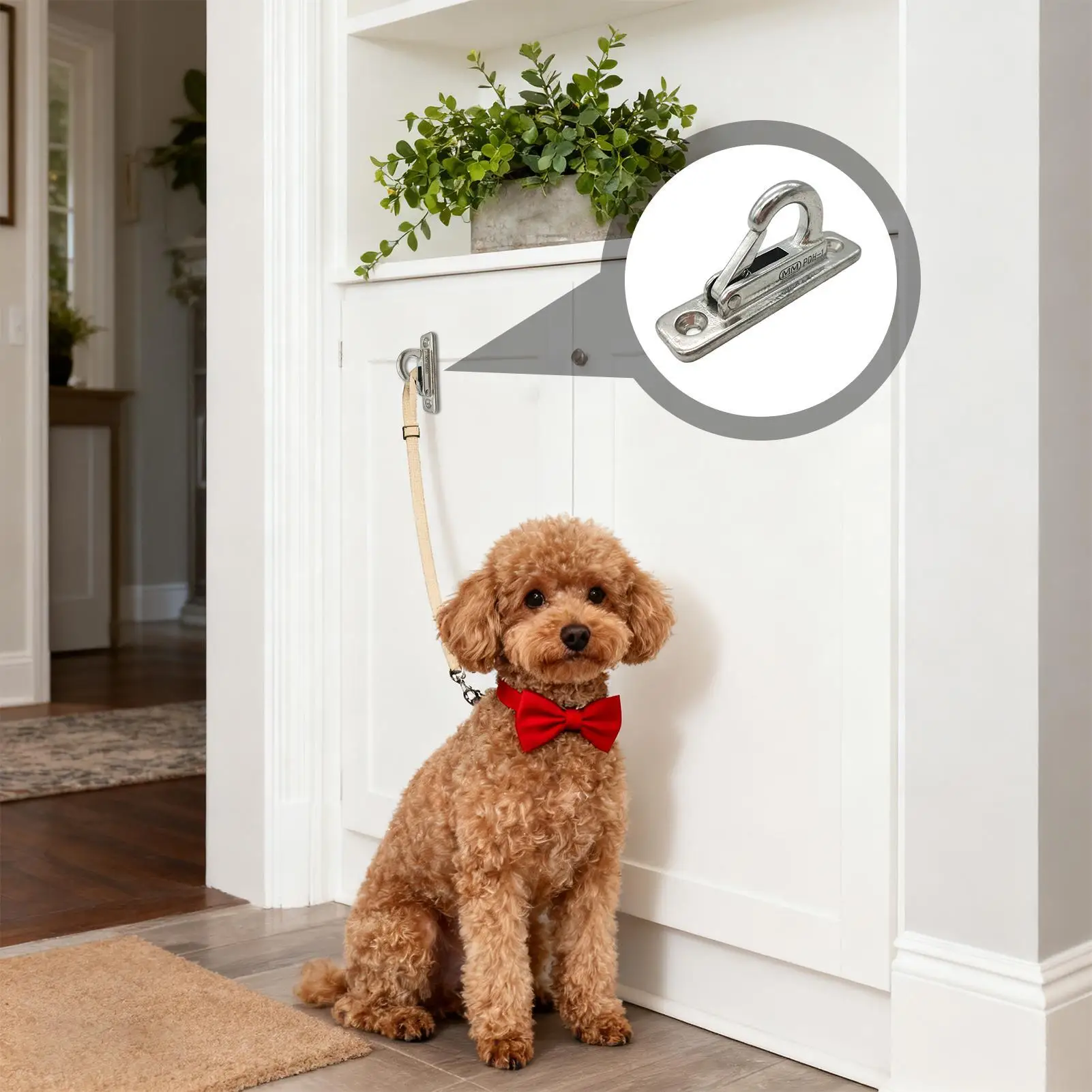Suporte de Parede para Coleira de Cães em Aço Inoxidável com Trava - Imagem 4