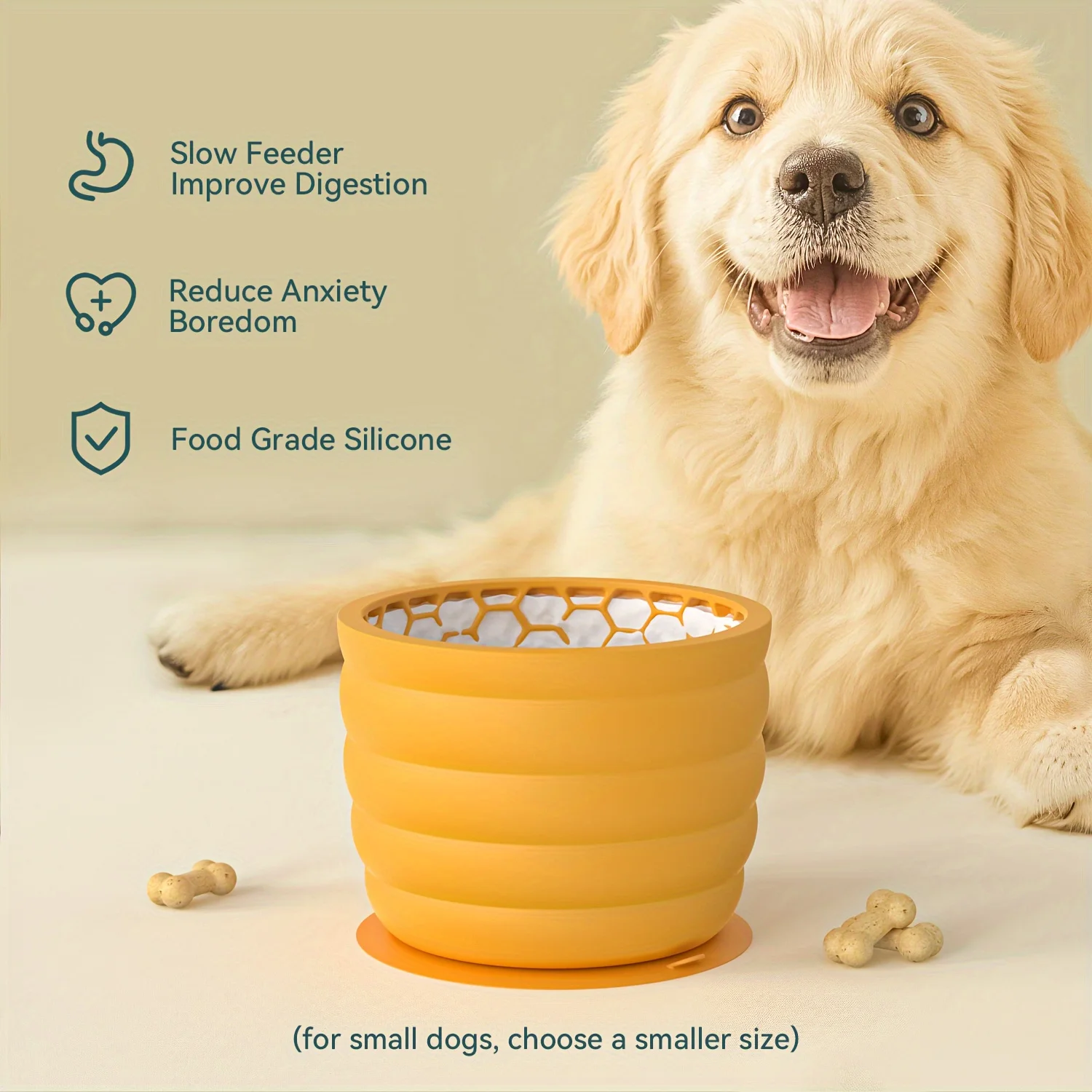 Copo de Tigela para Cães com Alimentador Lento de Silicone Antiderrapante - Imagem 3