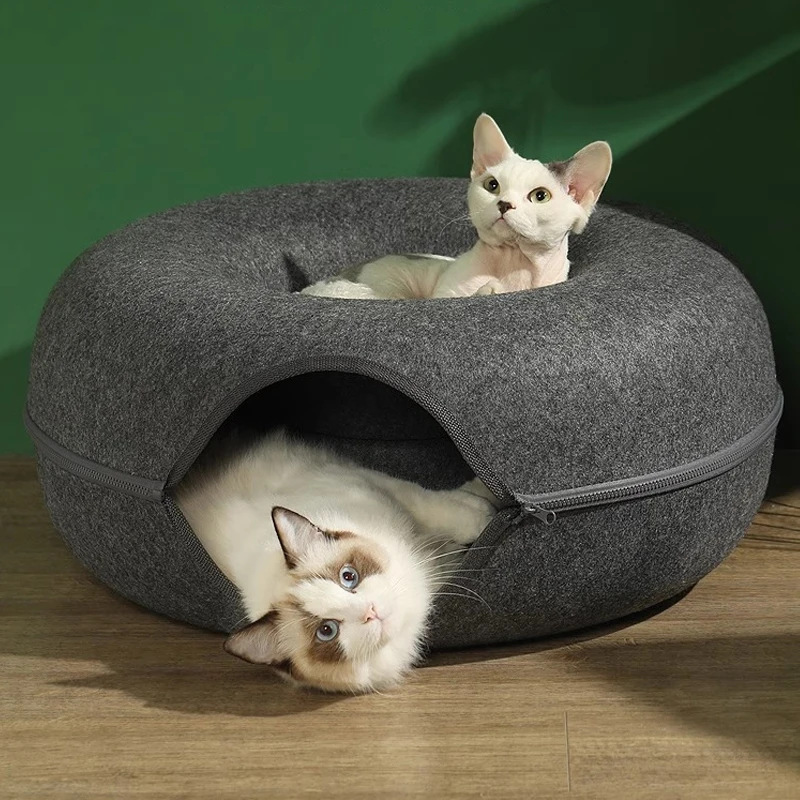 Túnel e Cama Donut para Gatos com Brinquedo de Feltro - Image 2