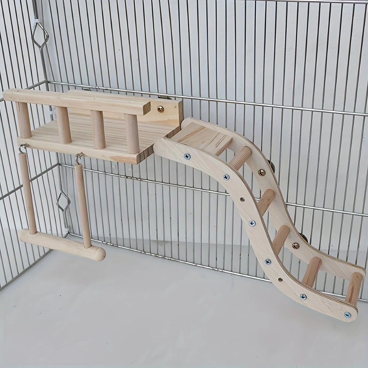 Brinquedo para Pássaros de Gaiola: Escada, Plataforma e Balanço - Imagem 6