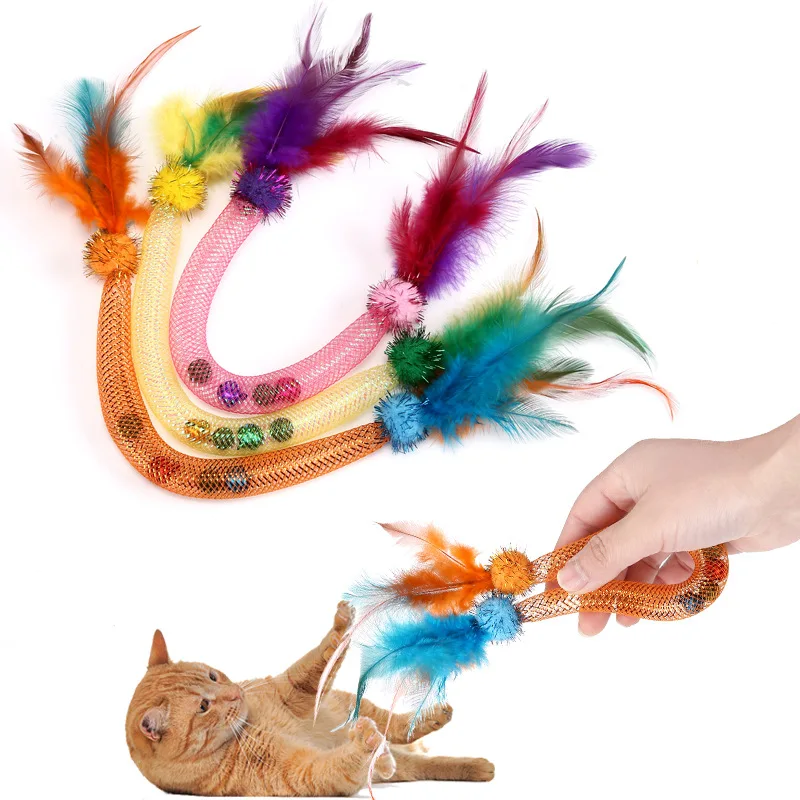 Brinquedo Interativo para Gatos com Corda Elástica e Penas - Imagem 5
