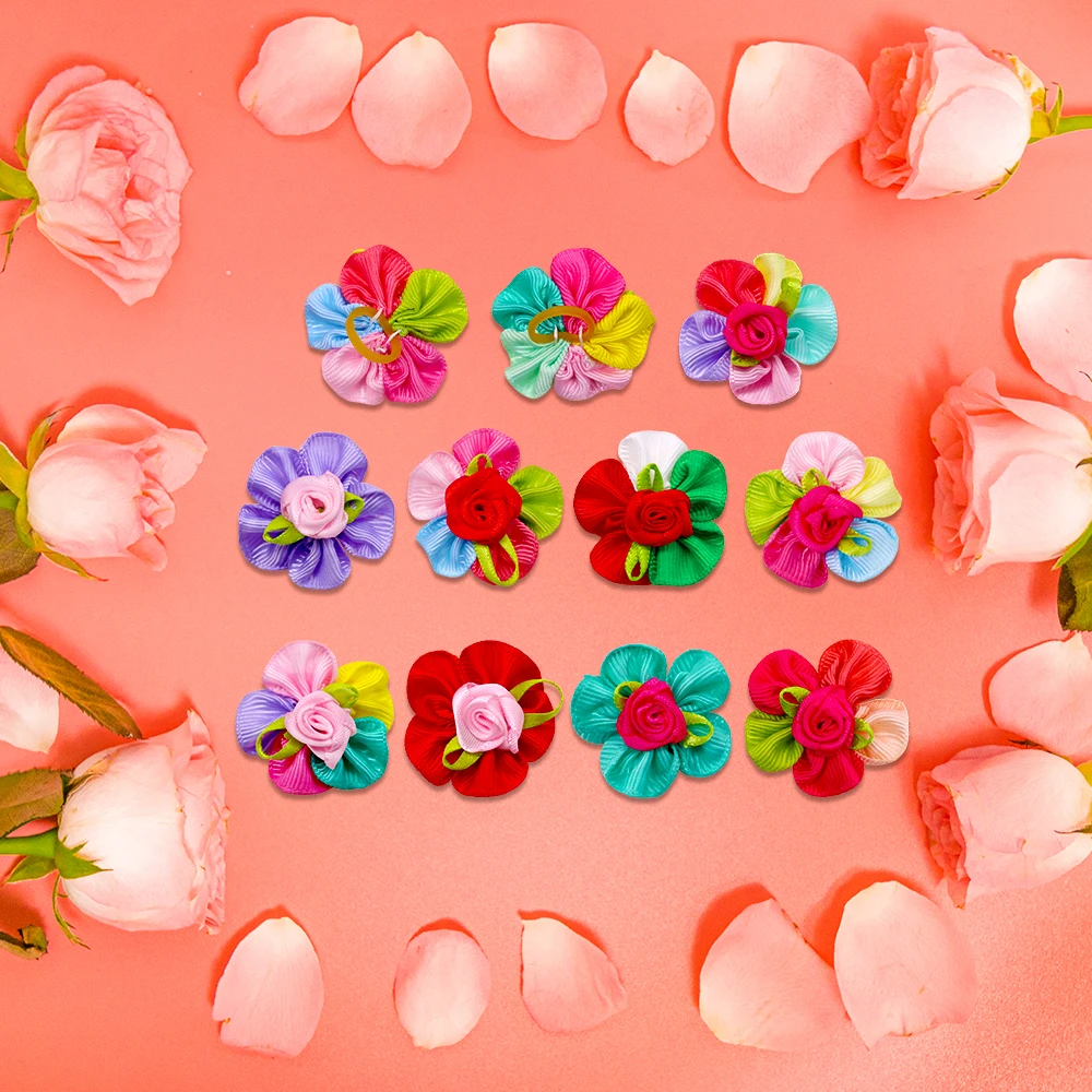 20 Laços de Cabelo Artesanais para Cães Pequenos com Flores - Imagem 5