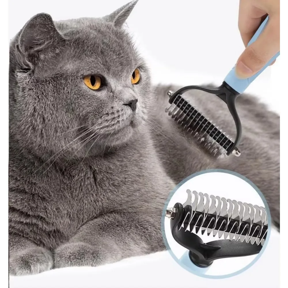 Escova para Cães e Gatos de Pelo Longo e Curto com Lâminas de Aço - Imagem 2