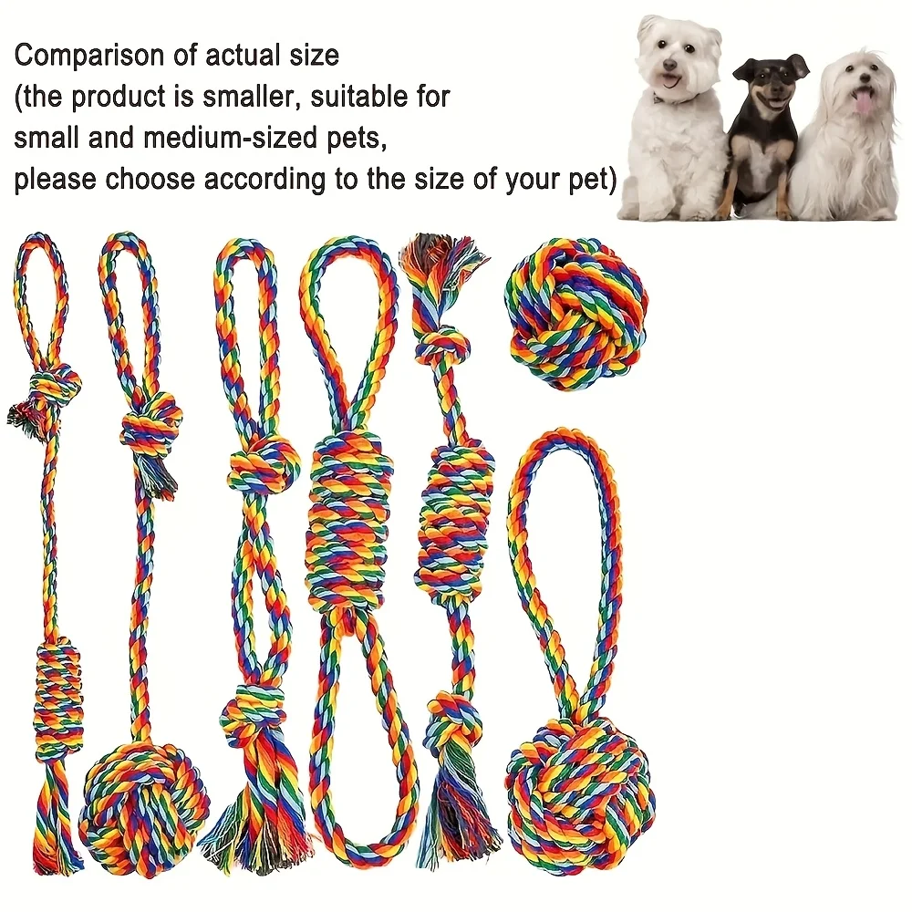 Brinquedo Nó para Cães Kit 7 Peças Cores Sortidas para Mastigar - Imagem 5