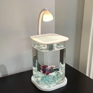 aquário de acrílico com luz led para peixe betta