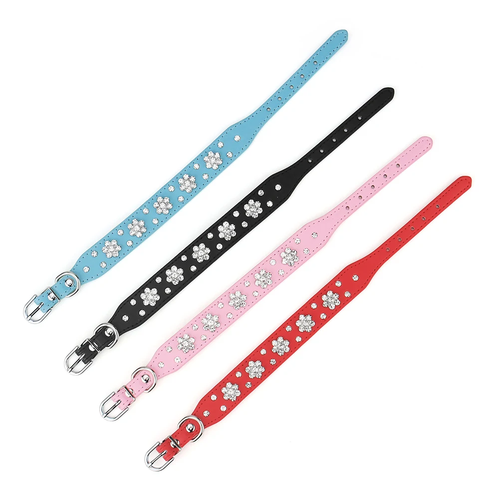 Coleira para Gatos e Cães Pequenos de Couro PU com Strass Ajustável - Image 3