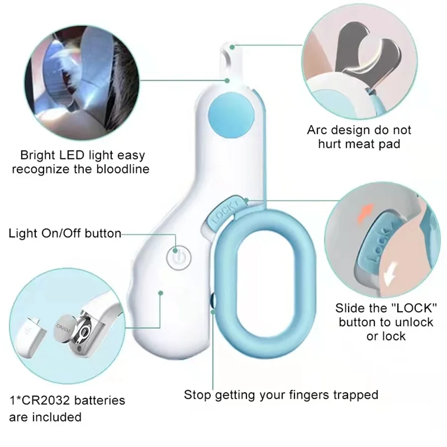Cortador de Unhas para Cães e Gatos com LED e Trava de Segurança - Imagem 2