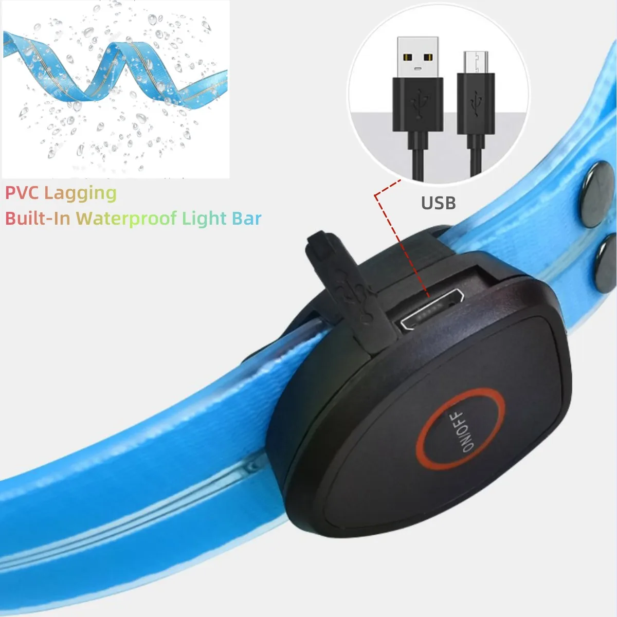 Coleira LED para Cães e Gatos de PVC com Faixa Refletiva - Imagem 4