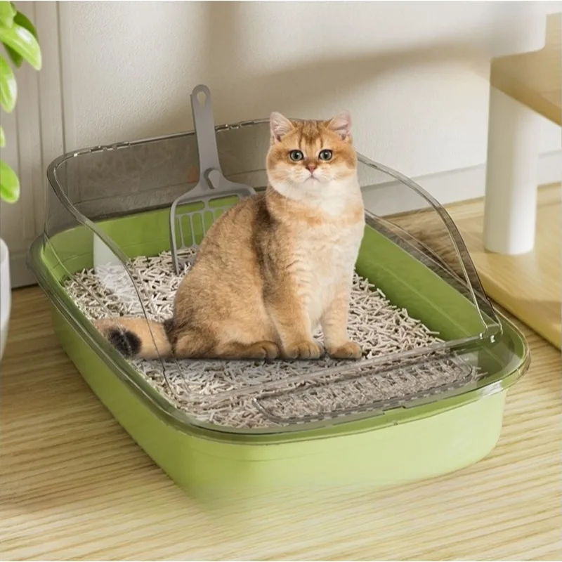Caixa de Areia Semi-Coberta para Gatos com Pá Removível - Imagem 3