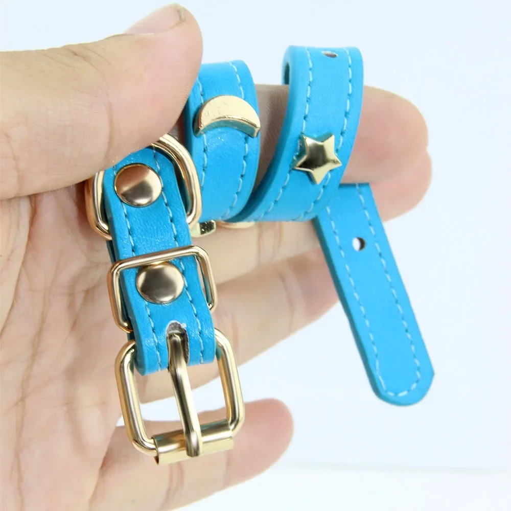 Coleira de Couro para Gatos e Cães Pequenos com Rebites de Estrela e Lua - Image 4