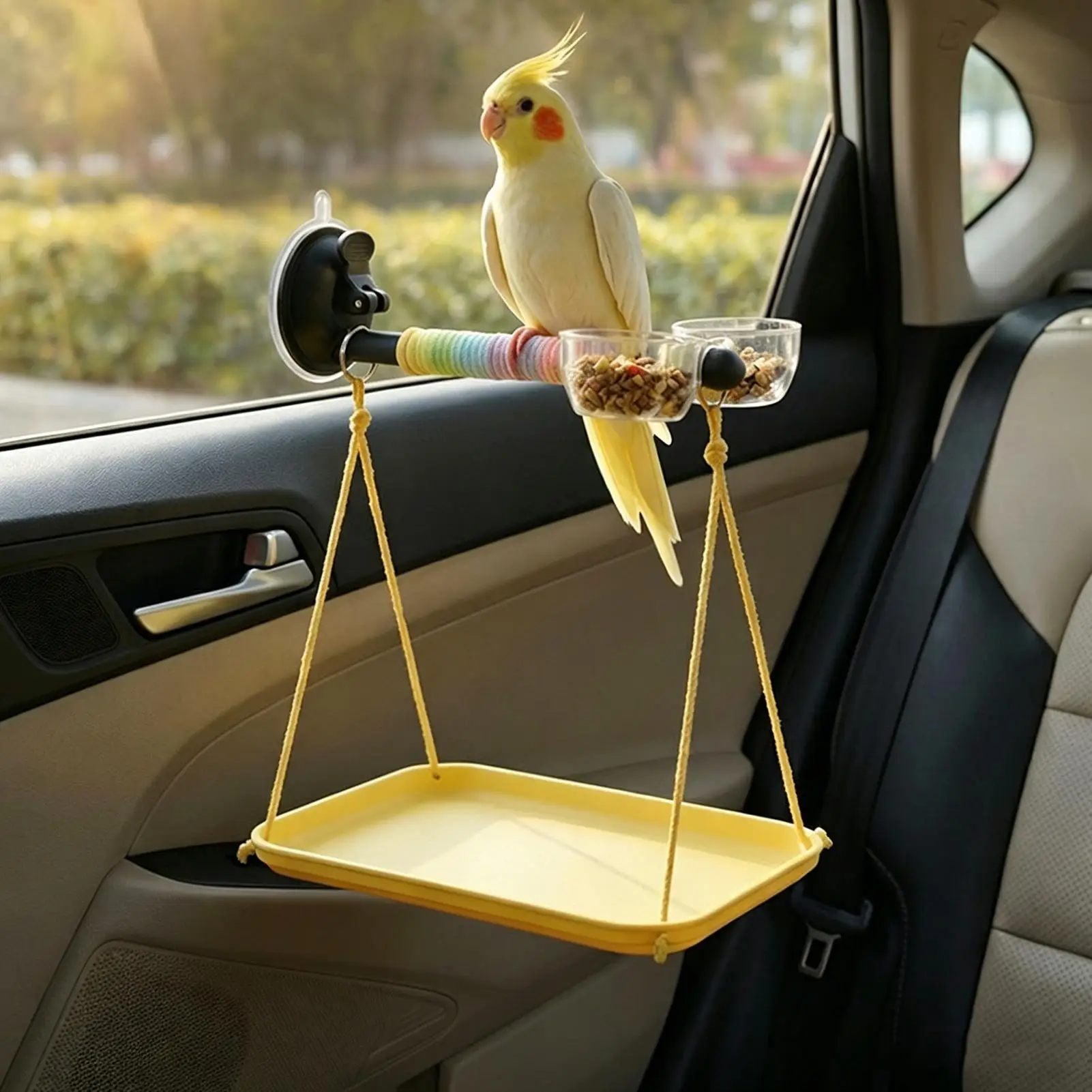 poleiro para pássaros com ventosa