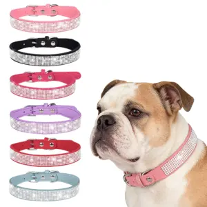 coleira de microfibra com strass para cães e gatos