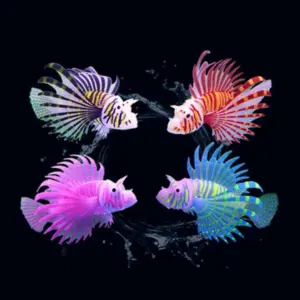 peixe leão artificial luminoso para aquário
