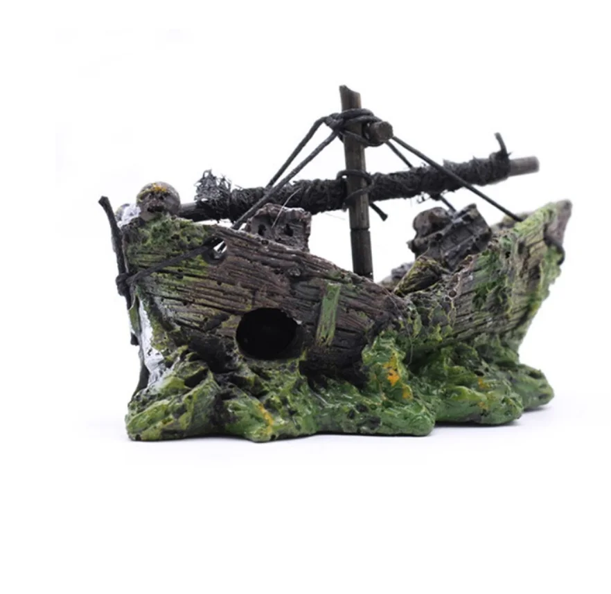 Ornamento para Aquário Navio Pirata Naufragado M: paisagem subaquática - Imagem 5