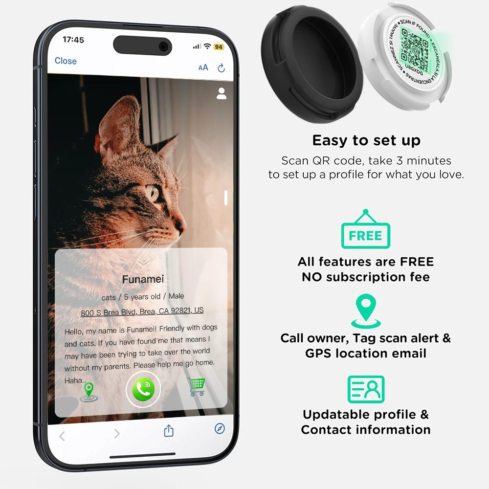 Coleira para Gatos com Suporte AirTag e QR Code Refletiva - Imagem 3