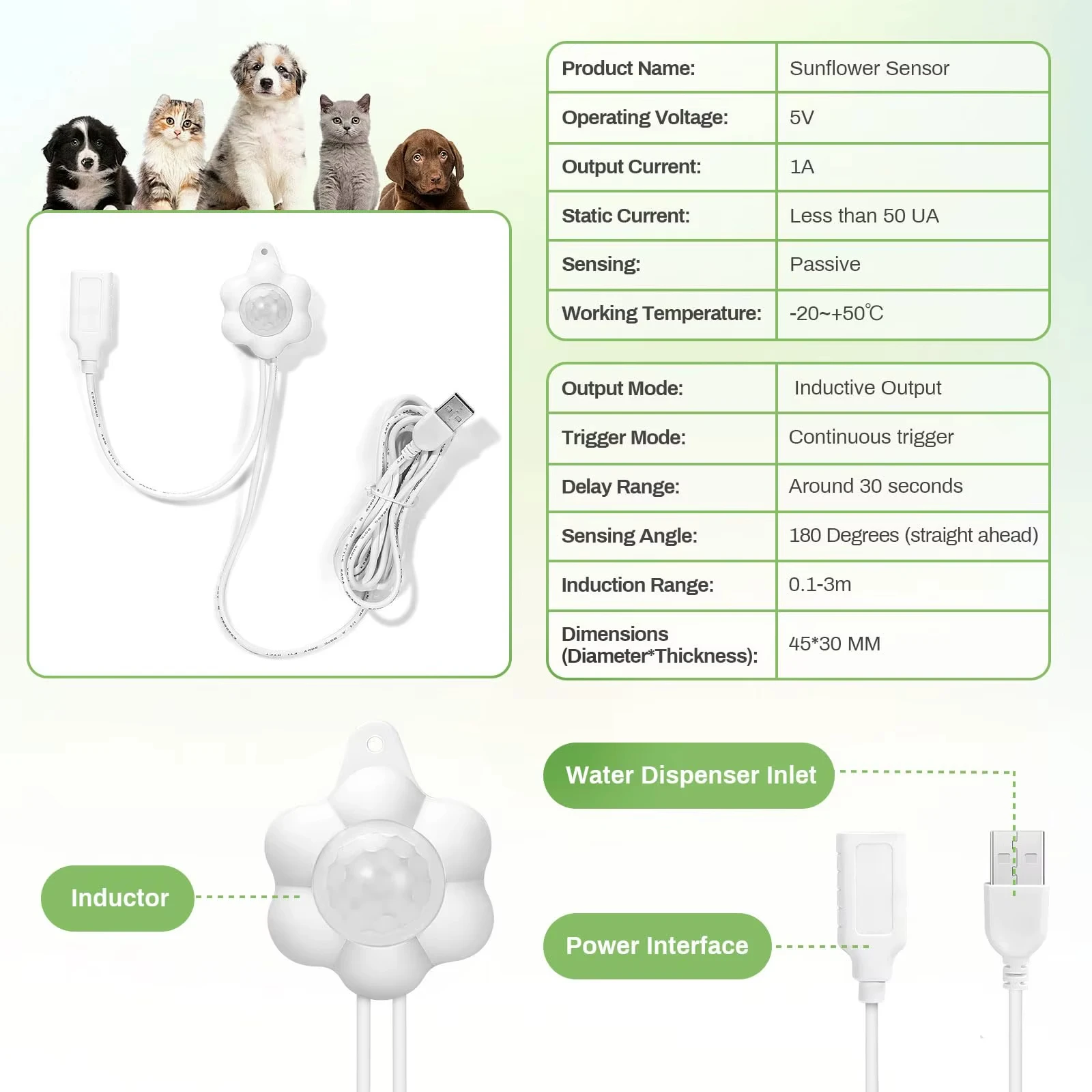 Fonte de Água para Pets com Sensor de Movimento e Filtro USB - Imagem 3