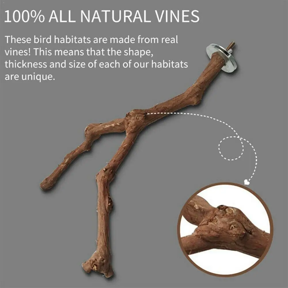 Poleiro de Madeira Natural para Pássaros com Parafuso de Fixação - Imagem 4