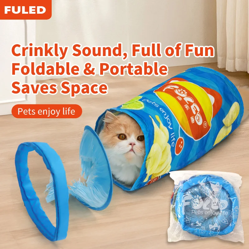 Túnel Dobrável para Gatos de Tecido com Padrão de Petiscos - Image 2