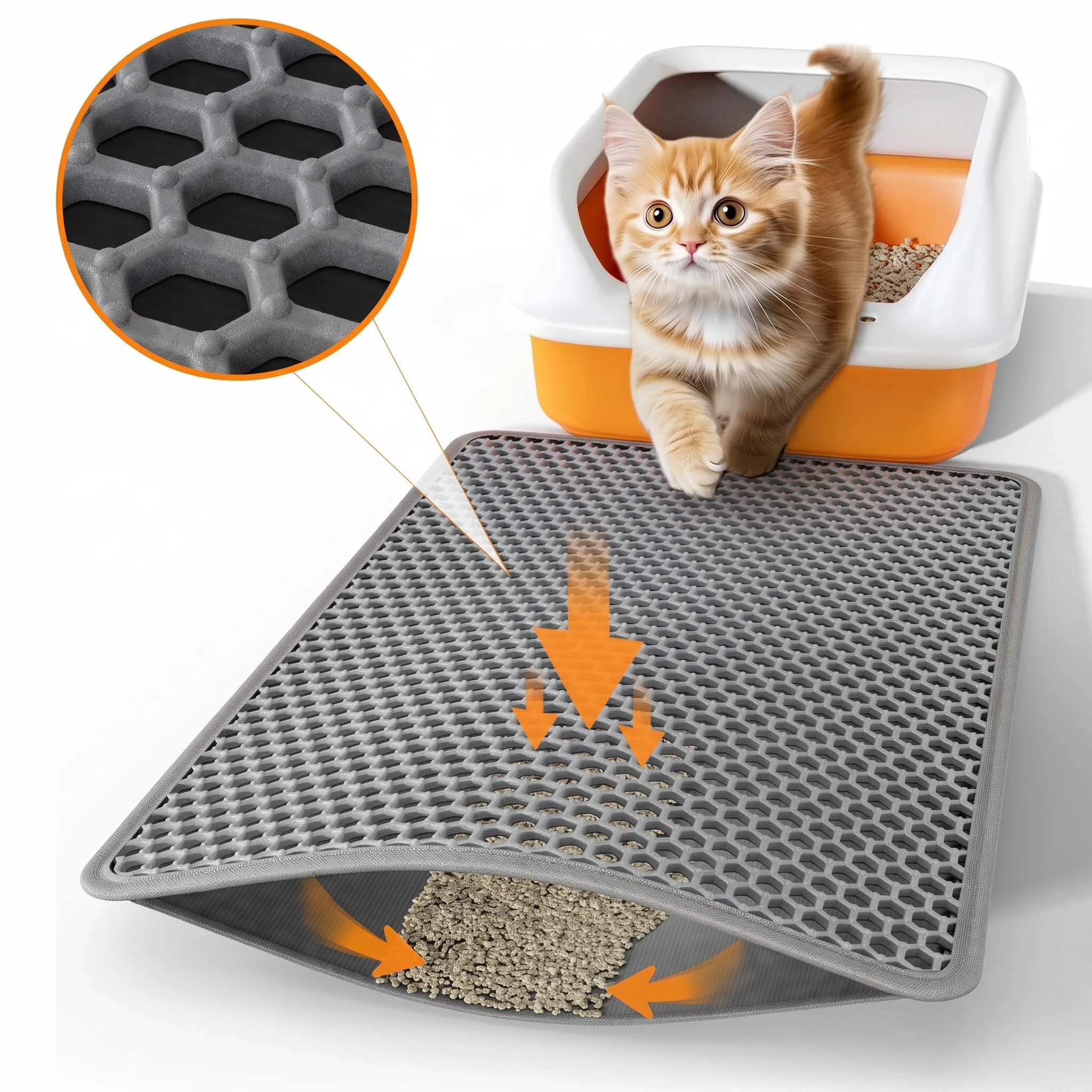 Tapete de Areia para Gatos Camada Dupla à Prova D'
Água - Imagem 6