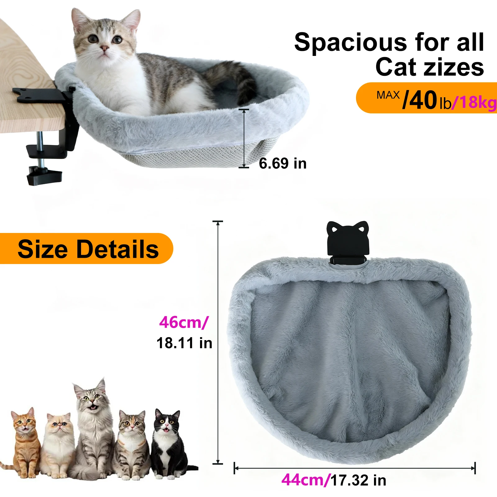 Cama de Mesa para Gatos Dobrável com Zíper para Limpeza - Image 6
