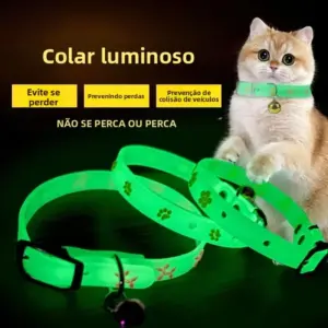 coleira de silicone refletiva para cães e gatos