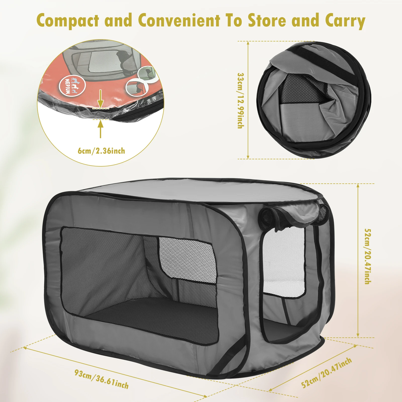 Caixa de Viagem para Cães Pequenos Dobrável com Bolsa de Armazenamento - Imagem 3