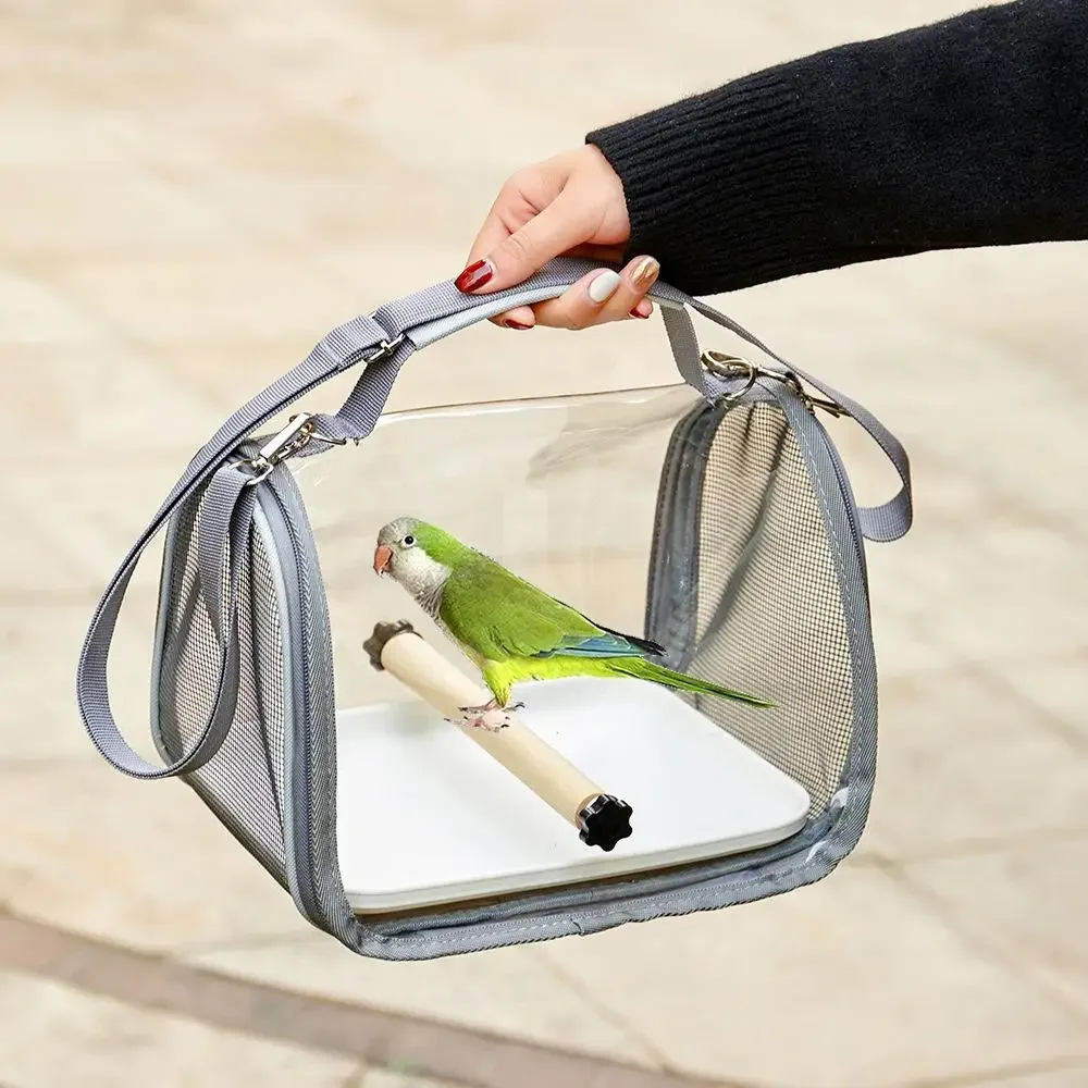 Bolsa de Transporte para Pássaros Cinza 26x19,5x19 cm com Ventilação - Imagem 4