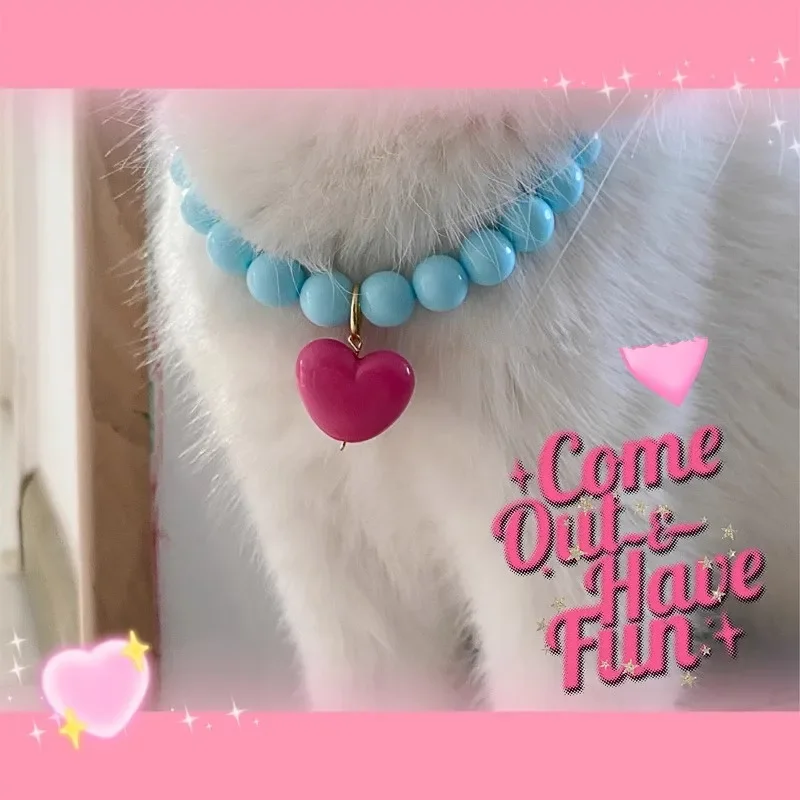 Colar Pet de Pérolas com Pingente de Coração para Cães e Gatos - Image 5