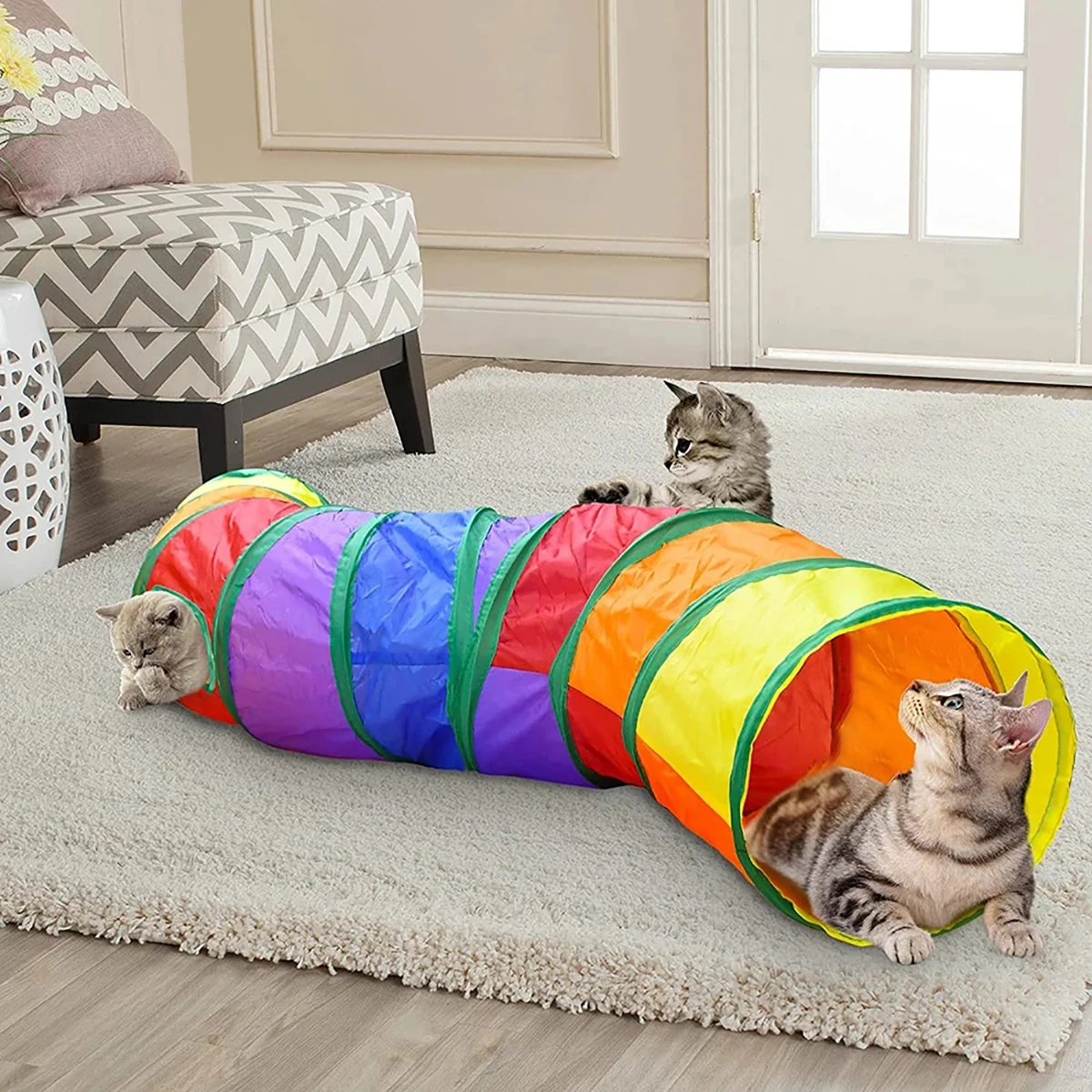 túnel dobrável para gatos
