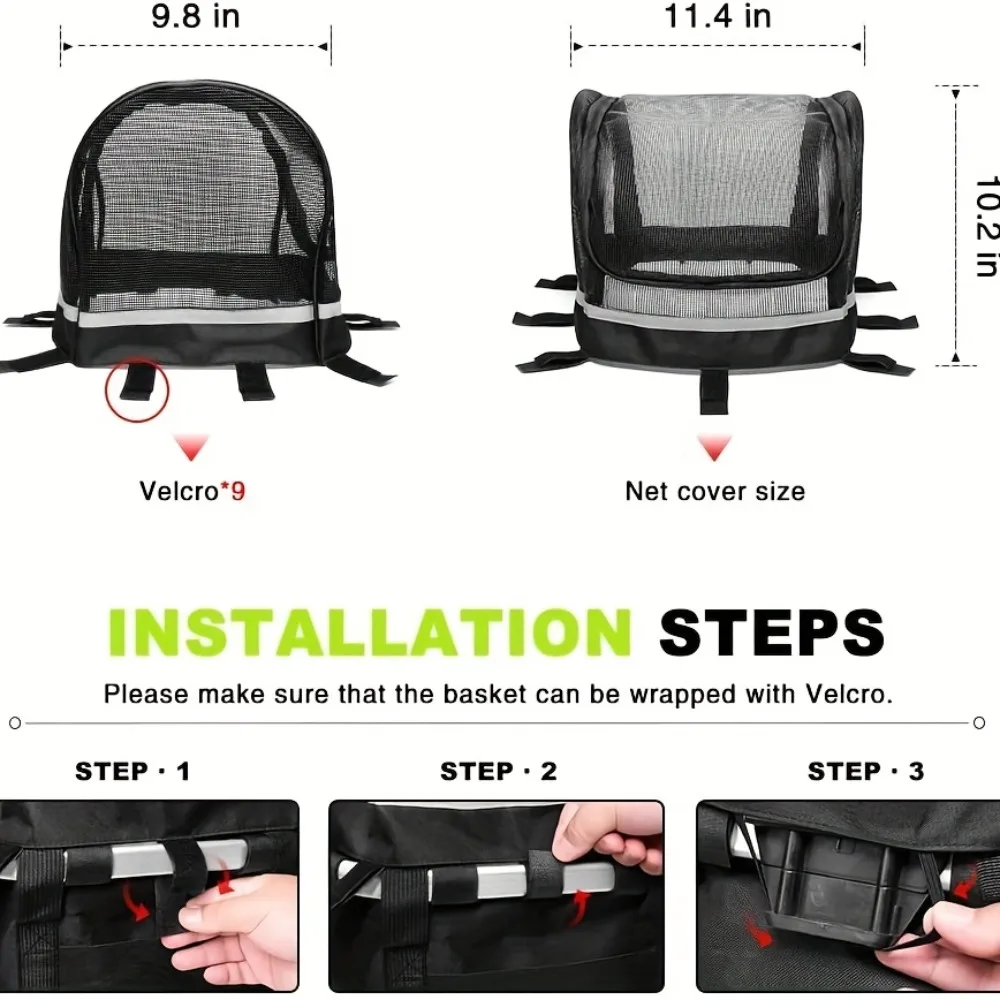 Capa para Cesta de Bicicleta para Cães com Zíper e Rede Respirável - Imagem 4