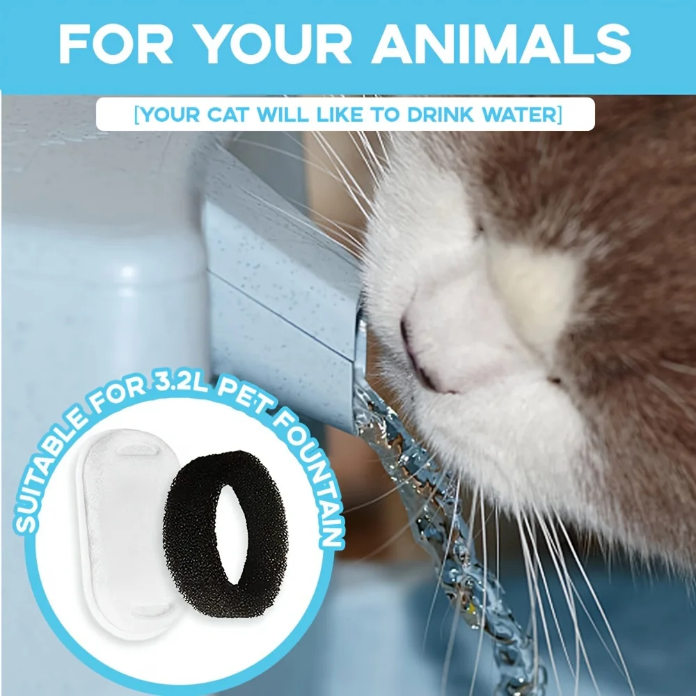 Filtros de Carvão Ativado para Bebedouro de Gatos e Cães com Esponja de Espuma - Imagem 5