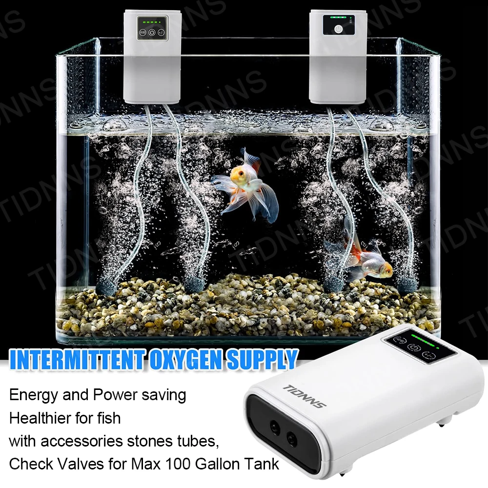 Bomba de Ar para Aquário Portátil 6000mAh Recarregável USB e Bateria - Imagem 3