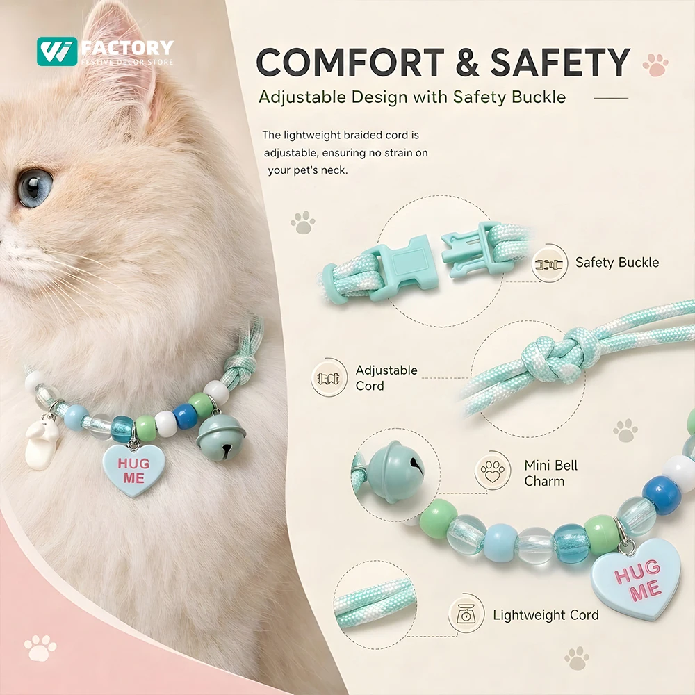 Coleira de Corda Trançada para Cães e Gatos com Sino Ajustável - Imagem 5
