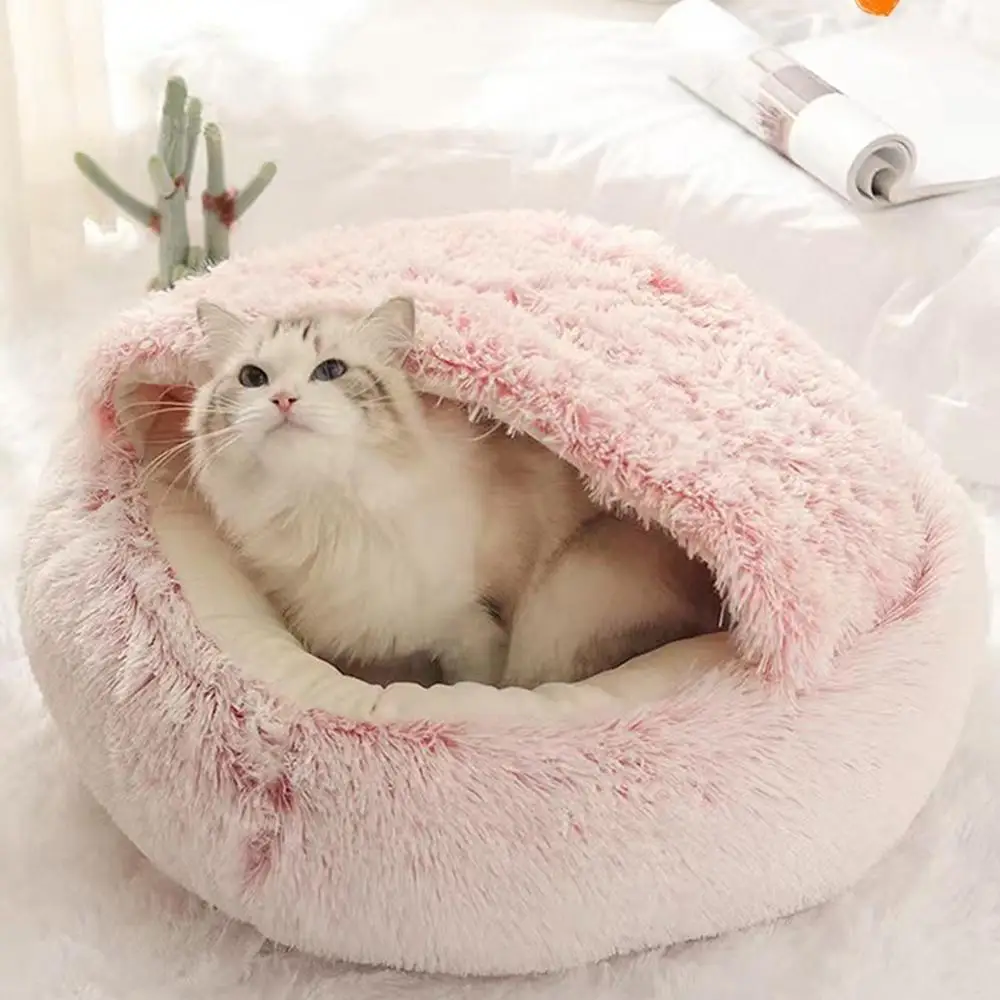 Cama Toca para Gatos e Cães Pequenos de Pelúcia 40 cm Dobrável - Image 3