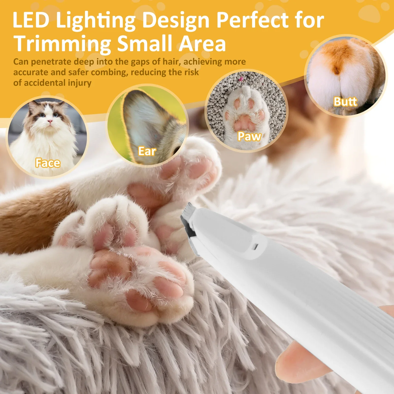 Aparador de Pelos para Cães e Gatos com LED e Lâmina de 9 mm - Imagem 4