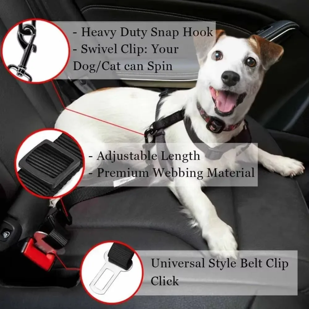Cinto de Segurança para Cães e Gatos Ajustável para Carro - Imagem 3