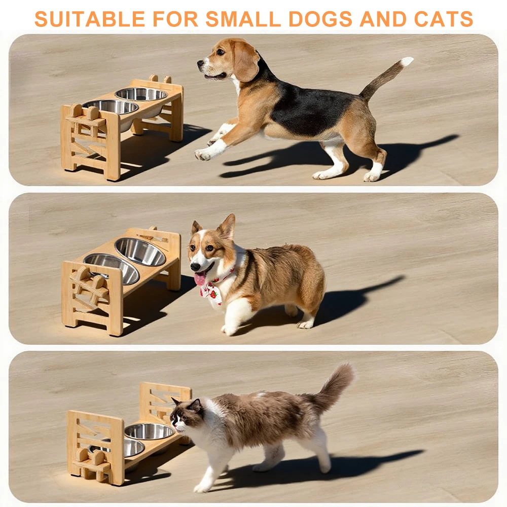 Comedouro Elevado Cinza para Cães e Gatos Pequenos com 2 Tigelas Aço Inoxidável - Imagem 4