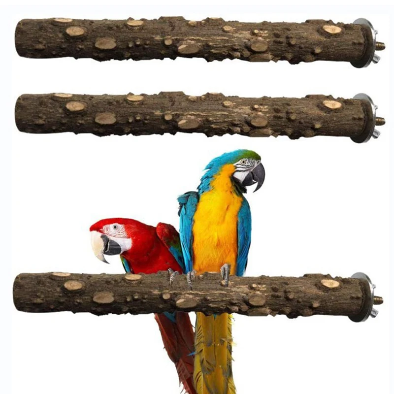 Poleiro de Madeira Natural para Pássaros 10 cm com Suporte para Gaiola - Image 2