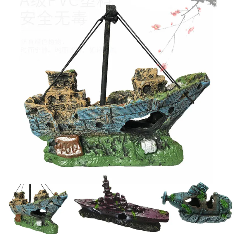 decoração de aquário navio pirata
