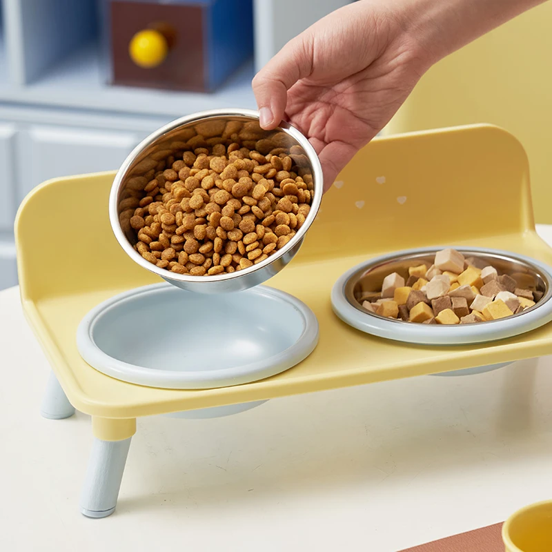 Tigela Elevada para Gatos com Barreira Antirrespingo Amarelo - Image 3